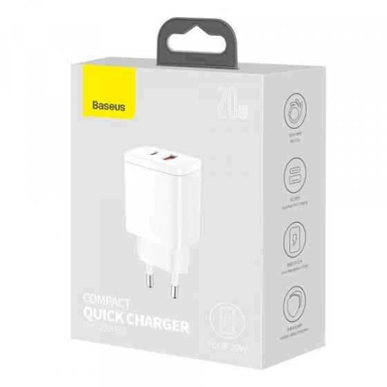 Зарядний пристрій 2xUSB 20W (USB-C+USB-A) Білий Baseus (CCXJ-B02) Киев