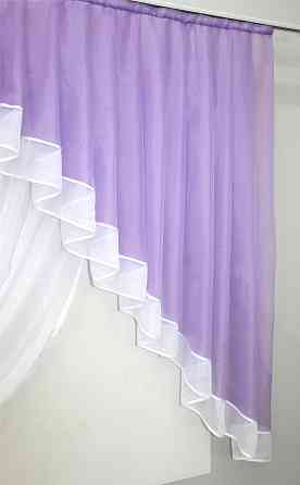 Кухонний комплект VR-Textil № 062к шторка з ламбрекеном бузковий з білим 150х170 см (50-326) Киев