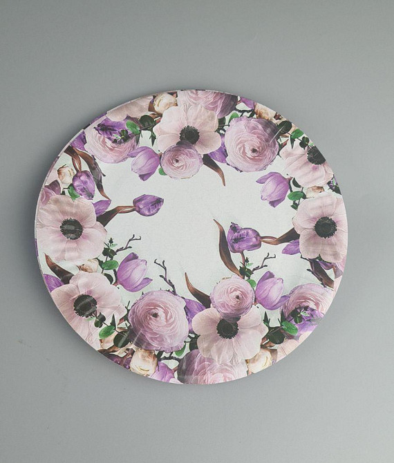 Паперова тарілка з малюнком 18 см "No 22" Бузковий цвіт 10 шт (1 пачка) Харків - фото 1