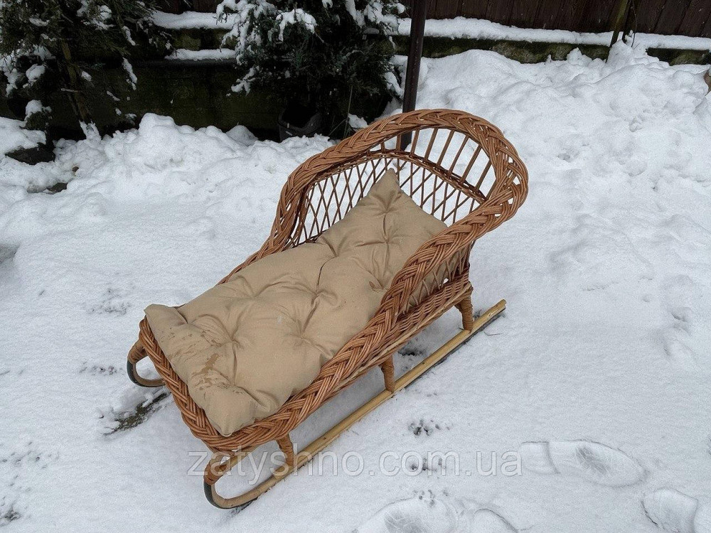Санки детские плетеные с кофейной подушкой Киев - изображение 1