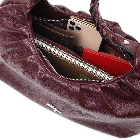 Красивая женская сумка багет кожаная Бордовый (KARYA) Киев