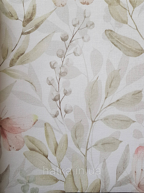 Обои виниловые на флизелине метровые Sintra Edelina прованс цветы листья ветки бабочки зеленые розовые Киев - изображение 1