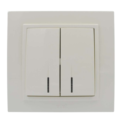 ZENA крем Вимикач внутрішній 2кл з підсвічуванням модуль + кришка Ел-Би Житомир