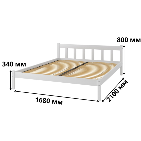Односпальне дерев'яне ліжко Mebigrand MG02 Прозорий лак 160х200 см (MBG-21882) Дніпро