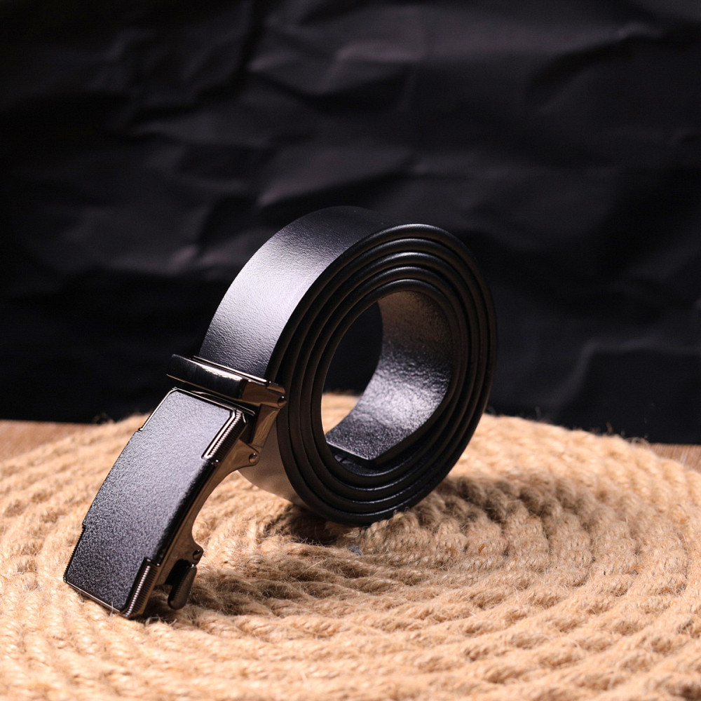 Ремінь чоловічий з пряжкою автомат Vintage 20378 Чорний Київ - фото 8