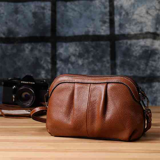 Жіноча сумка з драпіруванням з натуральної шкіри Vintage 22895 Київ