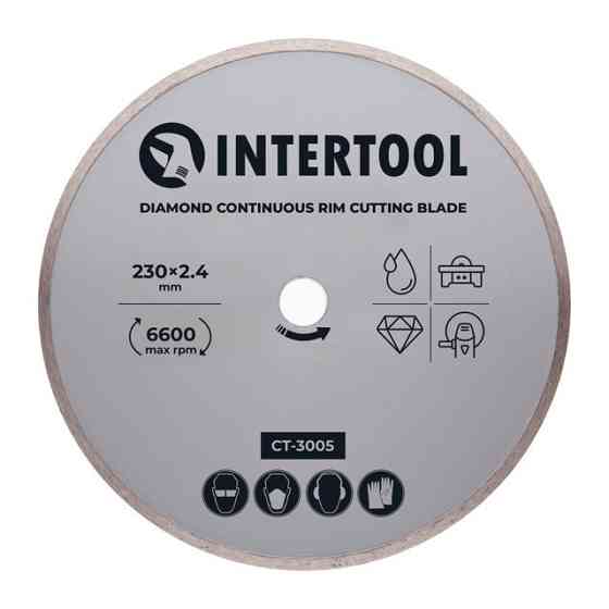 Диск отрезной алмазный, со сплошной кромкой, 230 мм, 16-18%, 6600 об/мин INTERTOOL CT-3005 Киев
