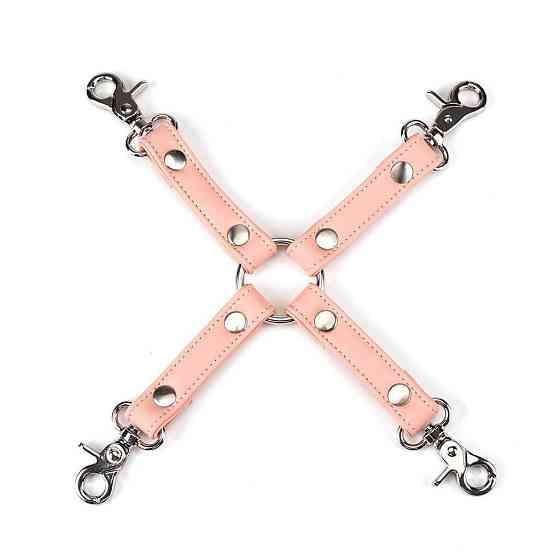 Хрестовина для фіксації Liebe Seele Dark Candy Pink Hogtie, з кільцем, 4 карабіни Sex Aura Київ