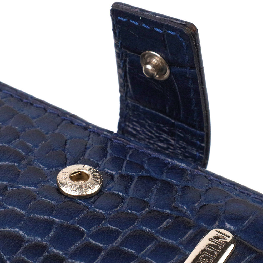 Красивый горизонтальный кошелек для мужчин из натуральной кожи с тиснением под рептилию CANPELLINI 21889 Синий Киев - изображение 5