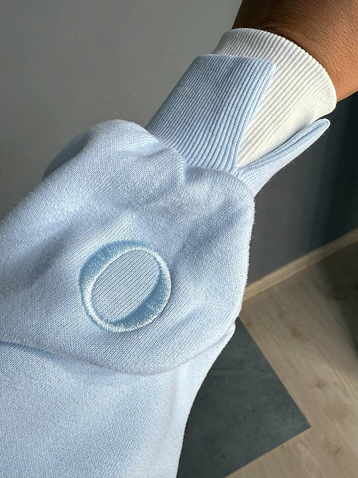 Костюм жіночий A-N 27063 світшот і джогери оверсайз з вишивкою блакитний , блакитний, S Київ - фото 4