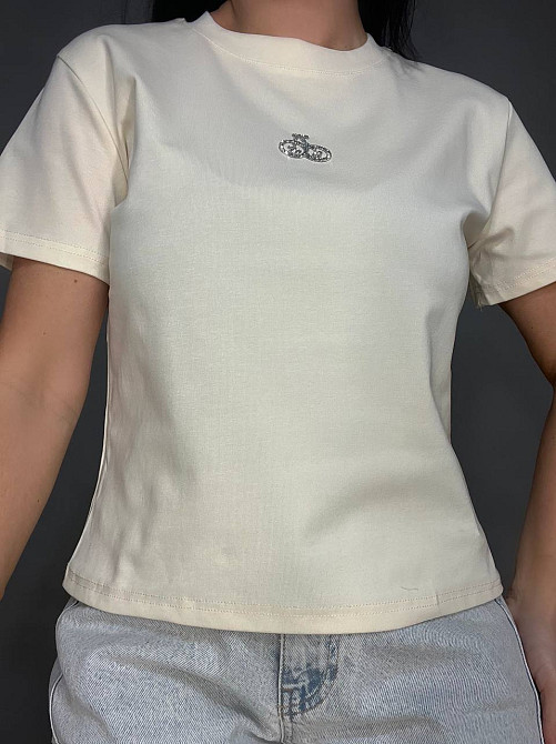 Футболка жіноча A-N 911-20 середня довжина вишня камінчики one size, світло-бежевий, one size Київ - фото 12