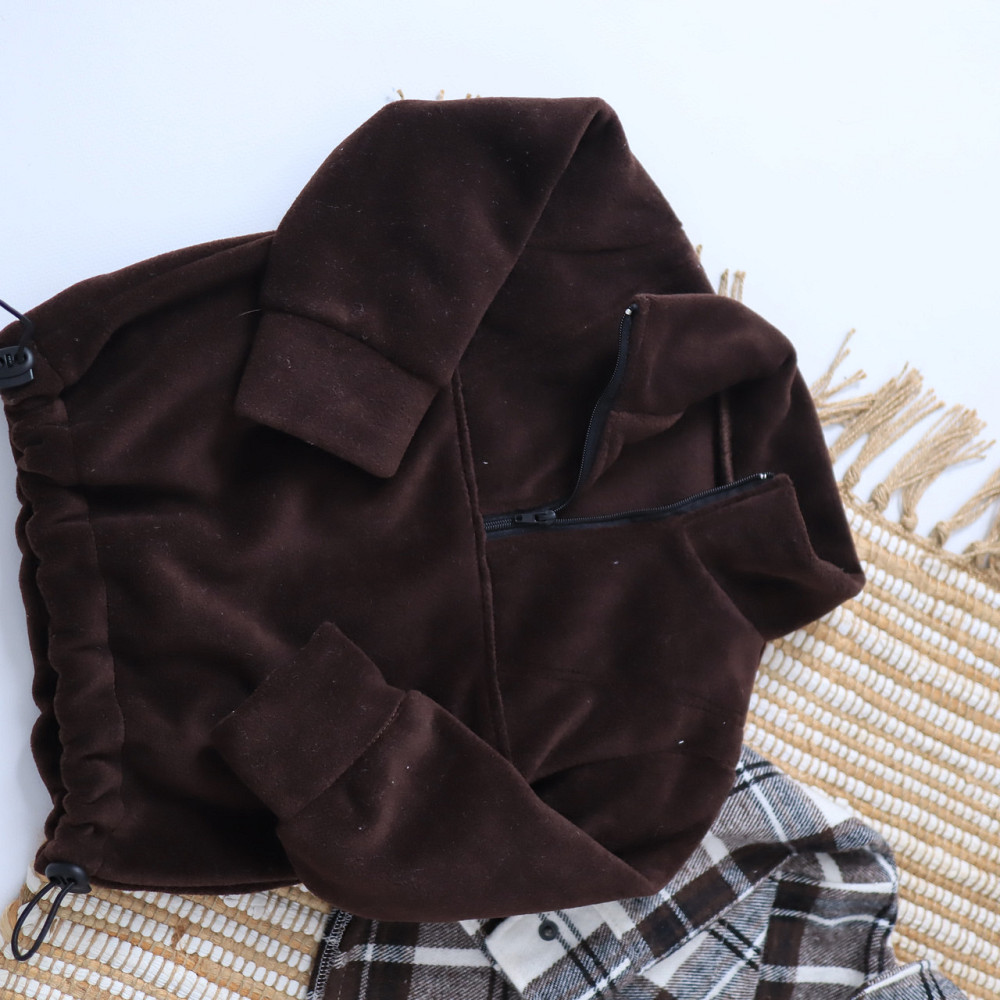 Коричневый теплый детский комплект из флиса тедди (рубашка в клетку+толстовка+брюки) Каменец-Подольский - изображение 2