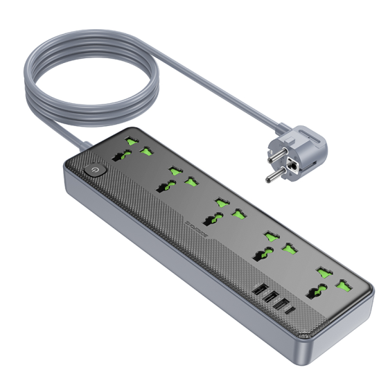 Мережевий подовжувач BOROFONE BAC4A Lord 5 position socket(1C3A)(EU) Black Київ