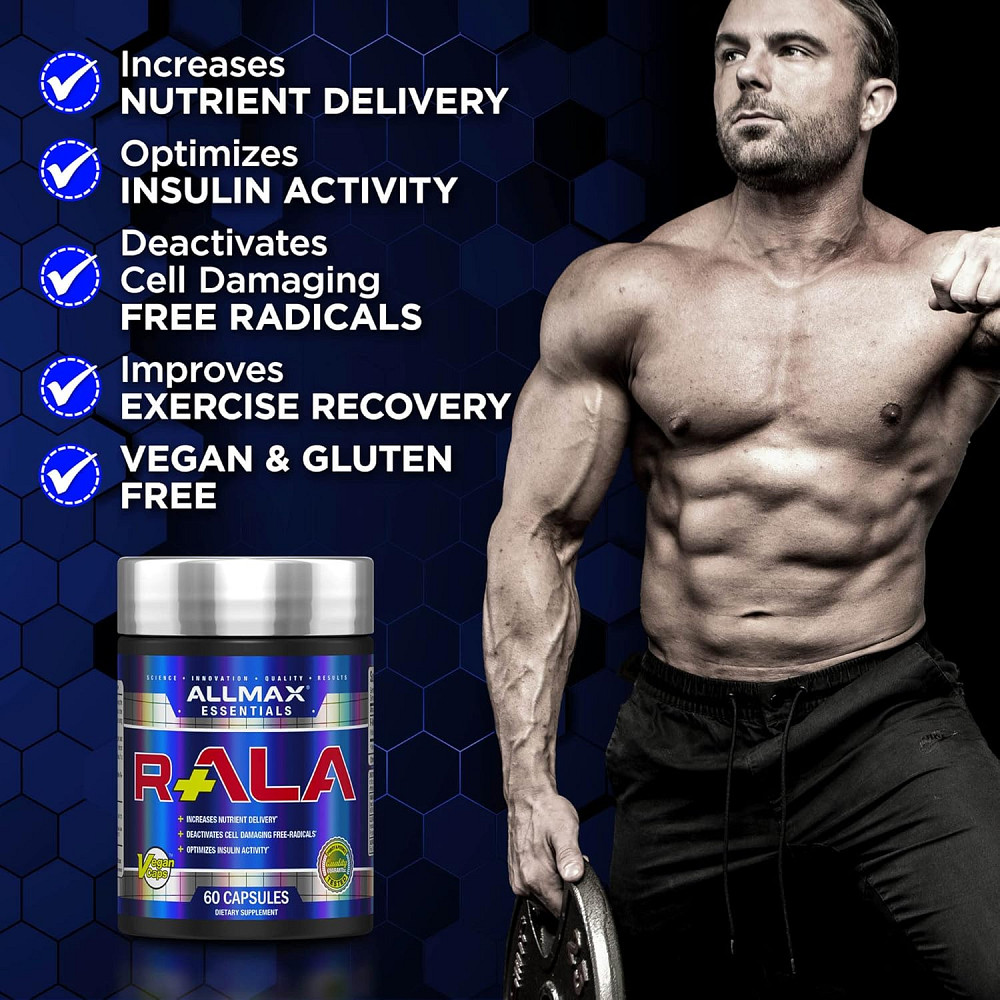 Альфа-ліпоєва кислота AllMax R+ALA 60 капсул Луцьк - фото 4