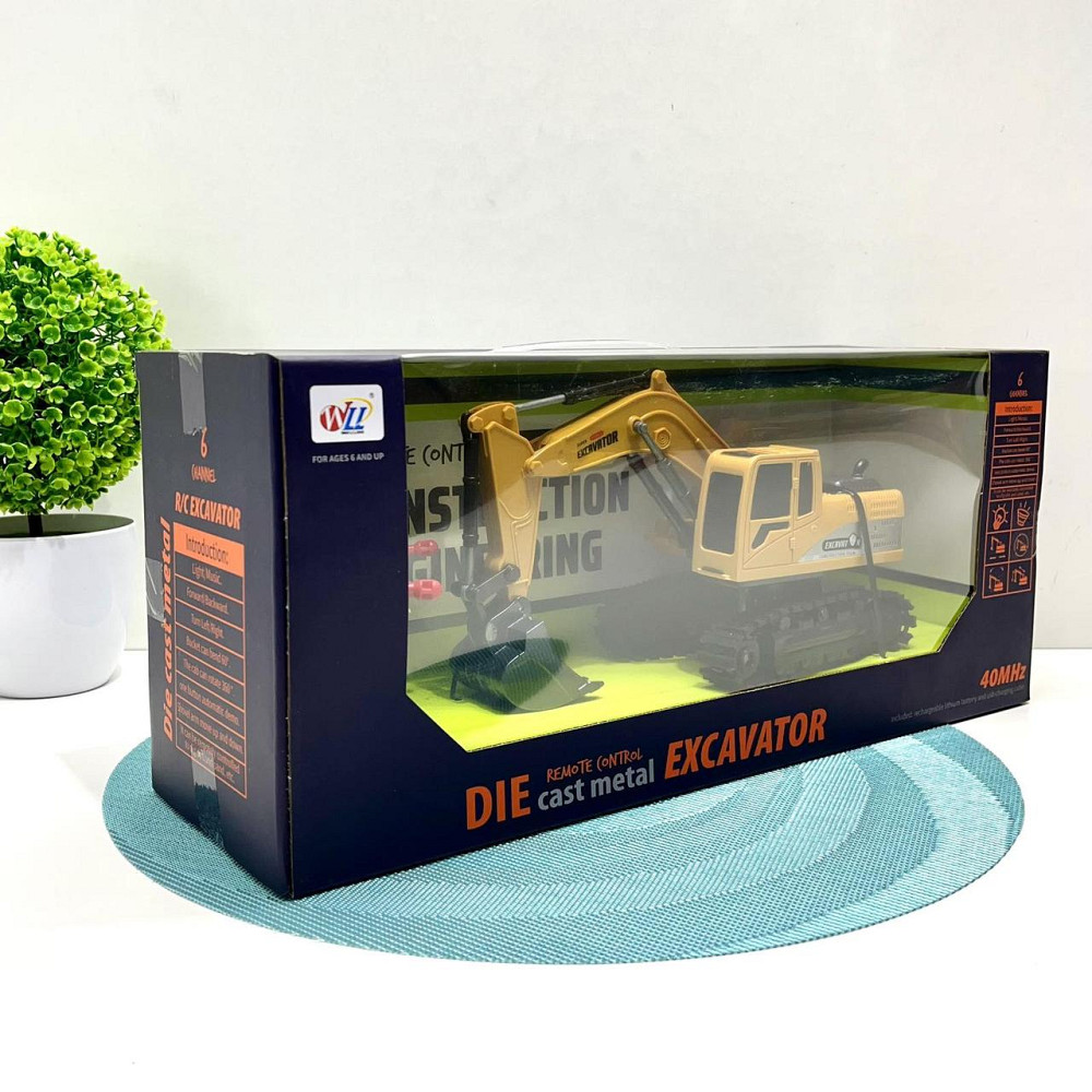 Екскаватор гусеничний на радіокеруванні акумулятор звук світло ковш, що рухається USB-заряд Жовто-чорний (680-D2) Чернігів - фото 3