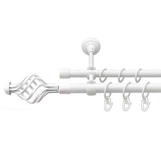 Карниз Orvit Арезо металевий дворядний відкритий гладка труба кільце металеве Арктіс 19\16 мм 300 см Львов