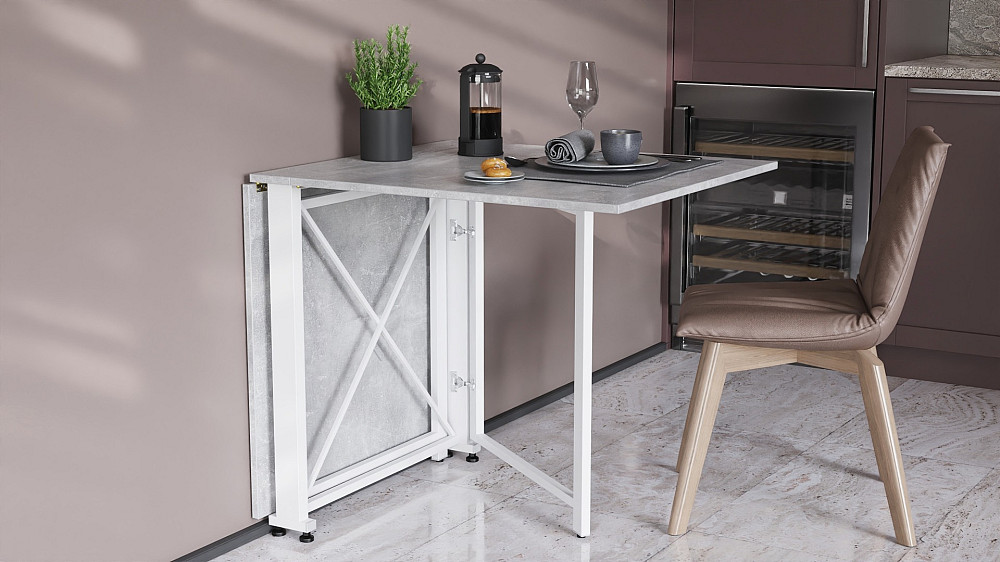 Стіл-книга трансформер Оріон 2 Ferrum-decor 750x1520x730 Білий метал ДСП Бетон 16 мм (FRD-104596) Львів - фото 7