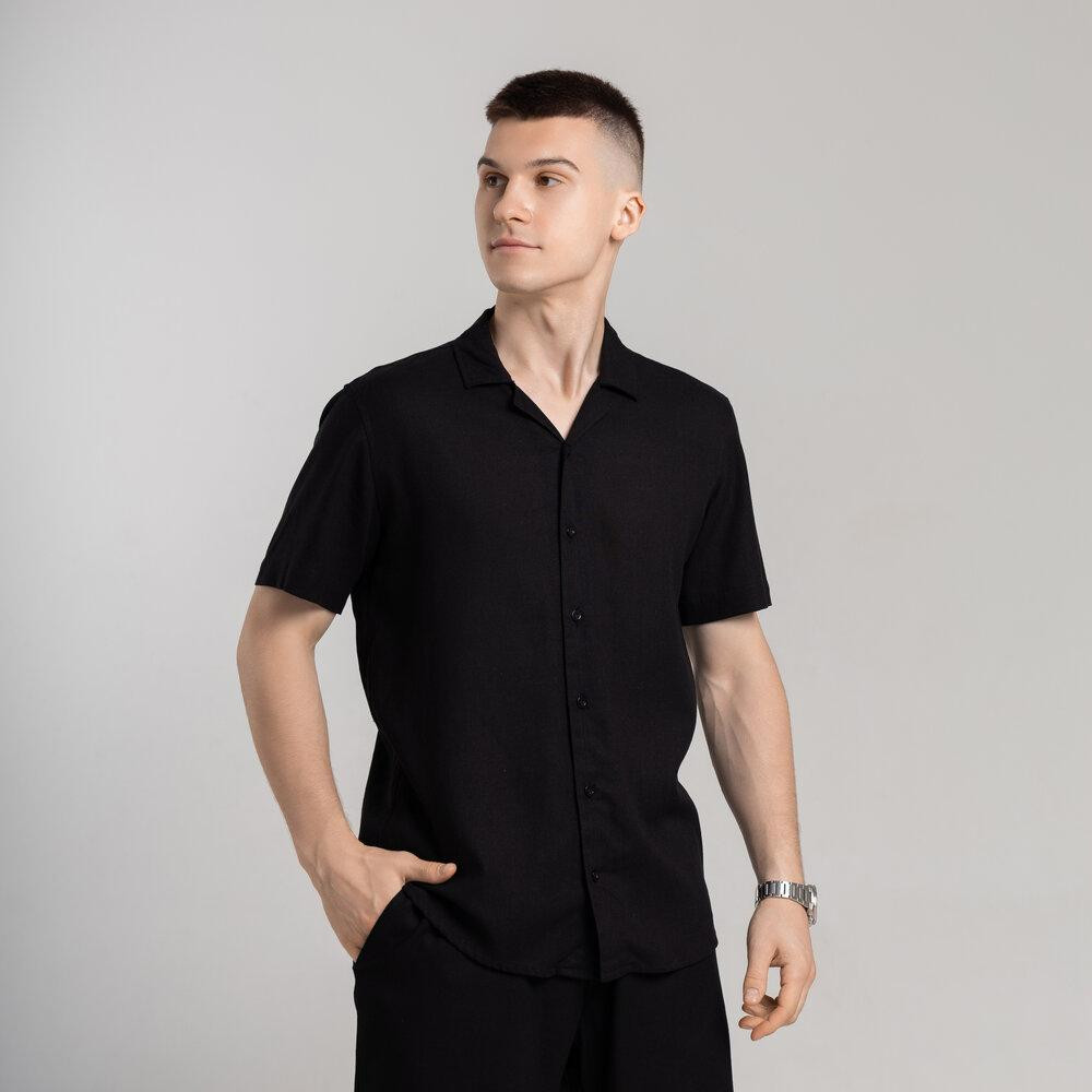 Чоловіча сорочка з коротким рукавом чорна Pobedov Marsel Київ - фото 1