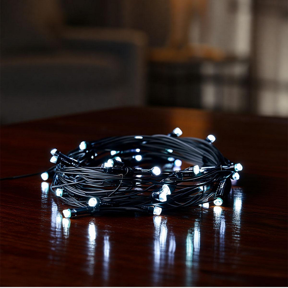 Новорічна гірлянда кімнатна нитка 22 м 220 LED чорний провід Білий W220LED22MBW Київ - фото 9