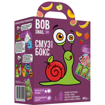 Дитяче пюре Bob Snail Равлик Боб набір Смузі бокс з коміксом 480 г (4820219345404) Вінниця - фото 1