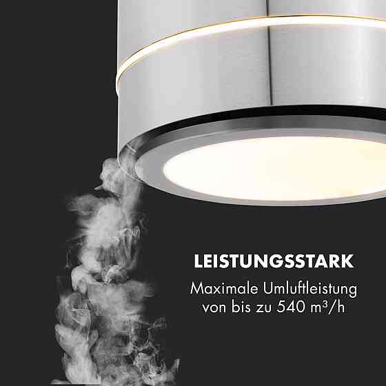 Острівна витяжка Tron Ambience Ø 38 см рециркуляція 540 м3/год LED неіржавка сталь срібло (Німеччина, читати Рівне