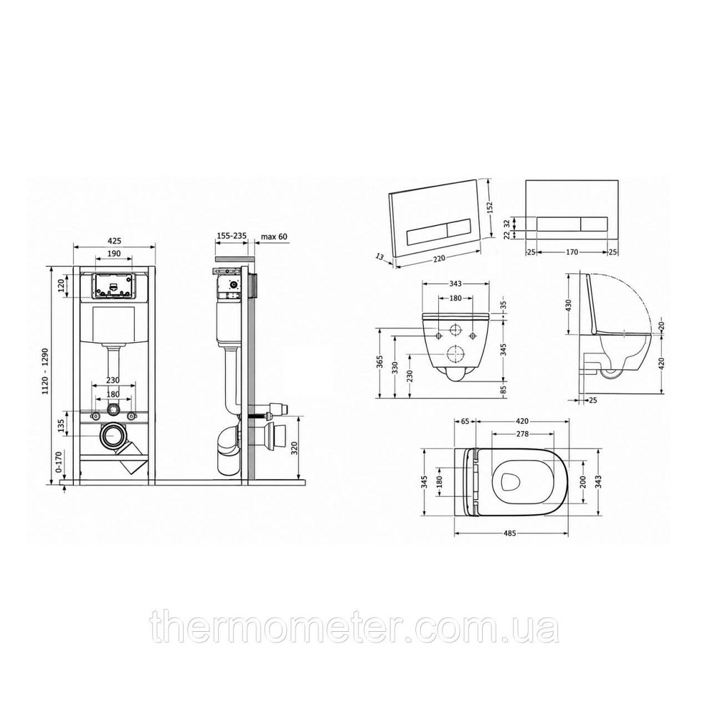 Готове рішення Qtap для ванної кімнати: підвісний унітаз Gemini Ultra Quiet 485×340×350+ комплект інсталяції Nest 4в1 (лінійна Київ - фото 8