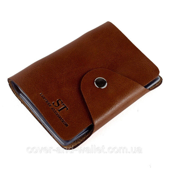 Маленькая кожаная визитница на кнопке ST Leather Киев - изображение 10