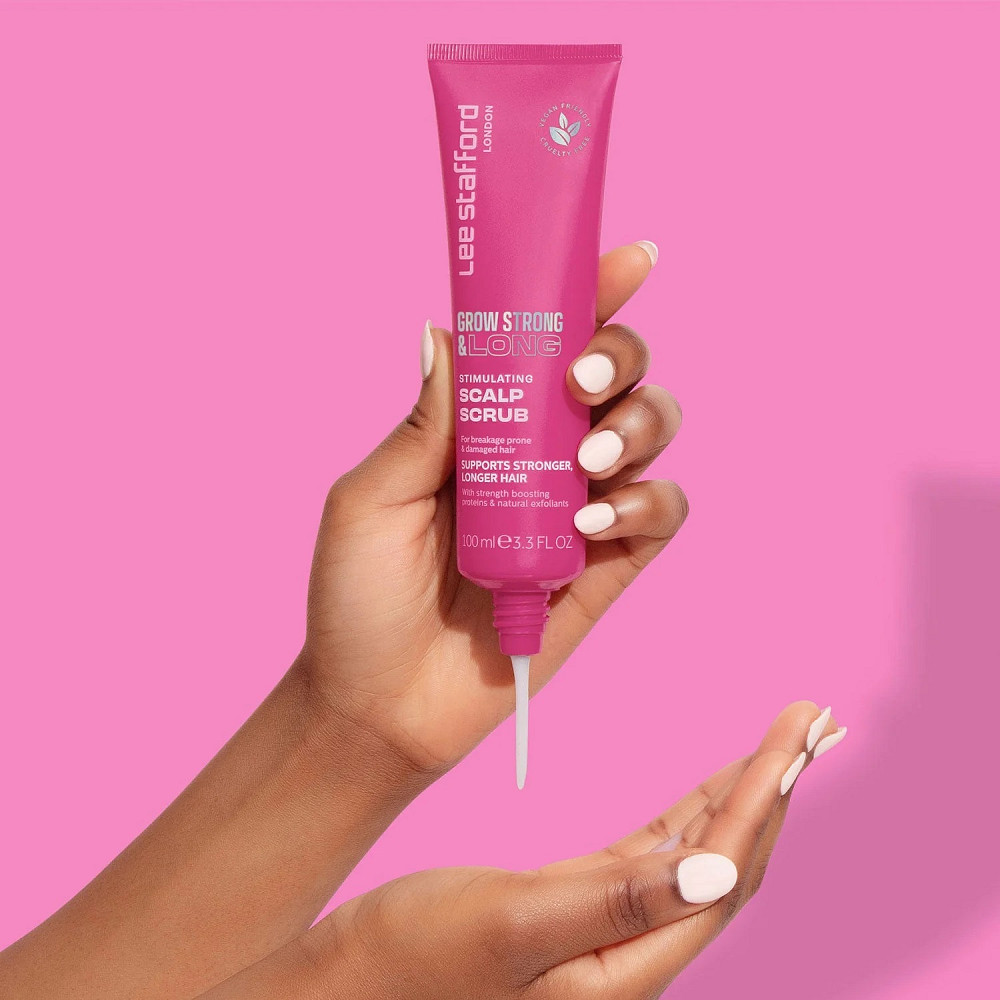 Стимулюючий скраб для шкіри голови для посилення росту волосся Grow Strong & Long Stimulating Scalp Scrub Lee Stafford 100 мл Київ - фото 3