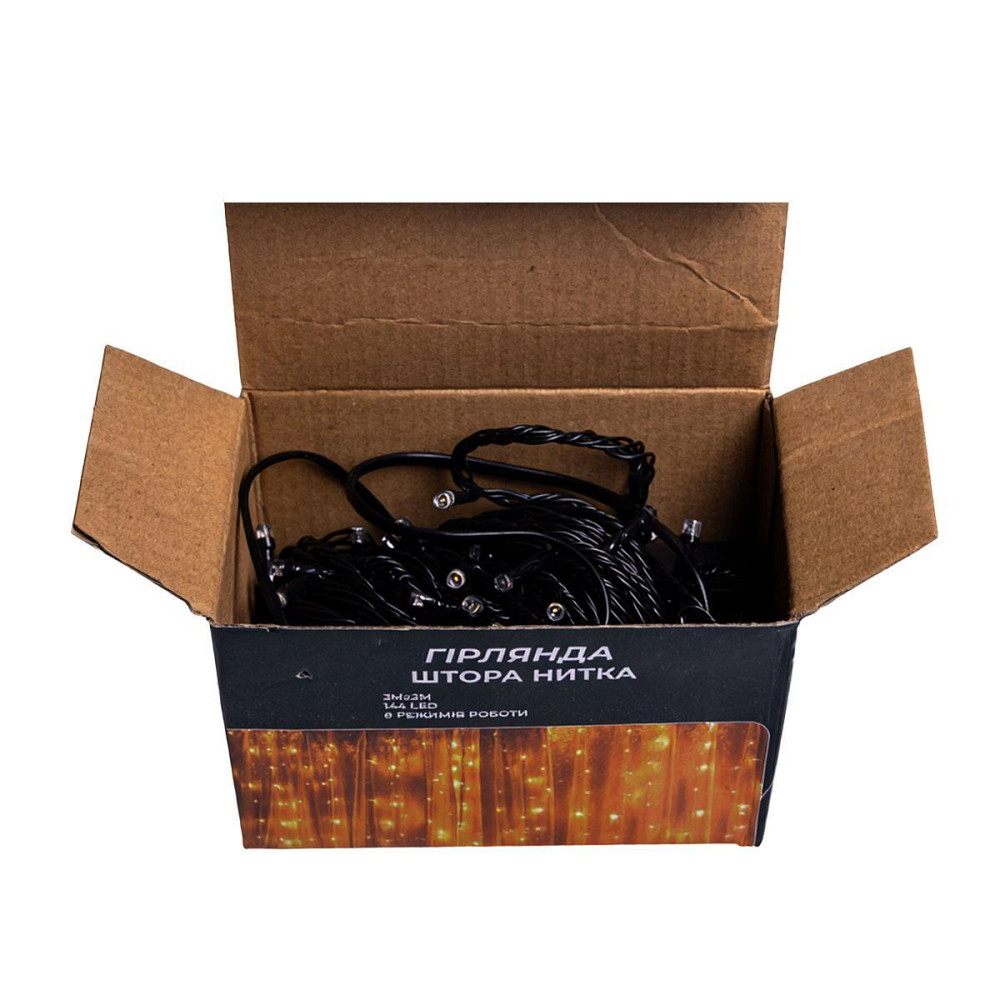 Новорічна гірлянда штора 3х2 м 144 LED кімнатна білий провід Жовтий ZWM32144LEDY Київ - фото 8