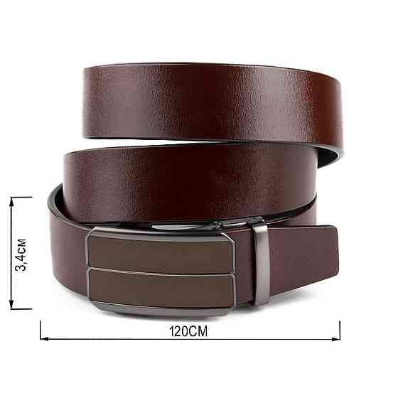 Ремень мужской с коричневой вставкой и затемненным металлом Vintage 20280 Коричневый Киев