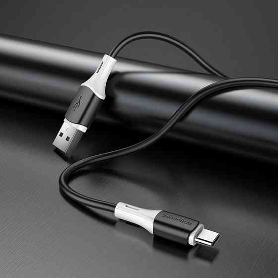 Кабель USB - Type-C BOROFONE BX79 3A 1m силіконовий силіконові конектори колір чорний BX79CB Одеса
