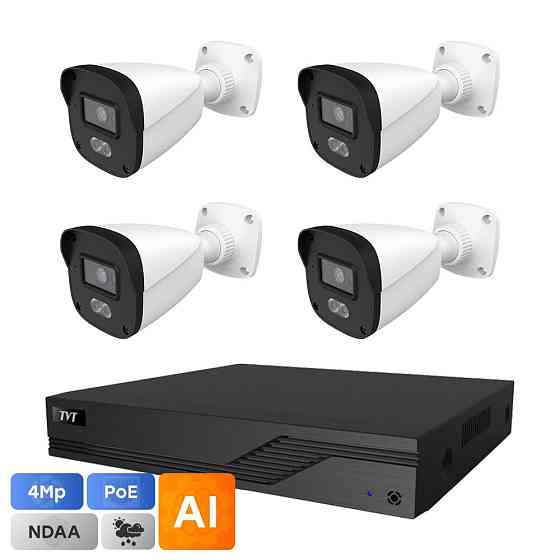 Комплект IP-відеонагляду на 4 камери TVT IP-Video Kit 4x4Mp (B) PoE: 4 циліндричні 4Mp відеокамери + 4-канальний 6Mp Київ