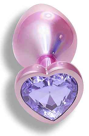 Анальна пробка з кристалом EGZO - Pink Perl Heart Plug Amethyst, size S Sex Aura Київ