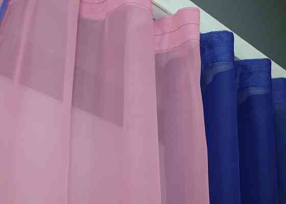 Кухонные шторы VR-Textil № 017к комбинированные с подвязками синий с розовым 265х170 см (52-1008) Киев