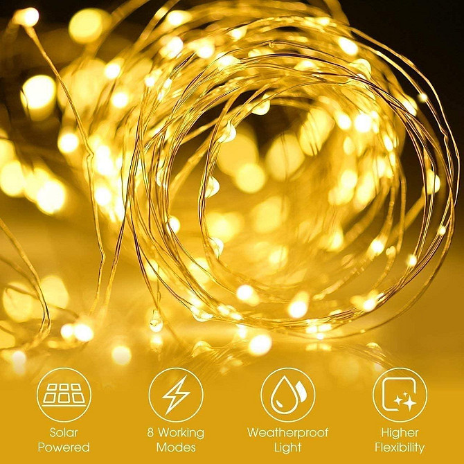 Солнечная гирлянда Oreunik 240 LED (2x120), 20м, тёплый свет, 8 режимов, IP65, для сада, свадьбы, Но Киев - изображение 5