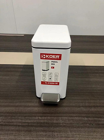 Мусорное ведро с плавным закрытием прямоугольное Koer TC-010206-08 6 л цвет белый антипалец (KR5595) Черновцы - изображение 5