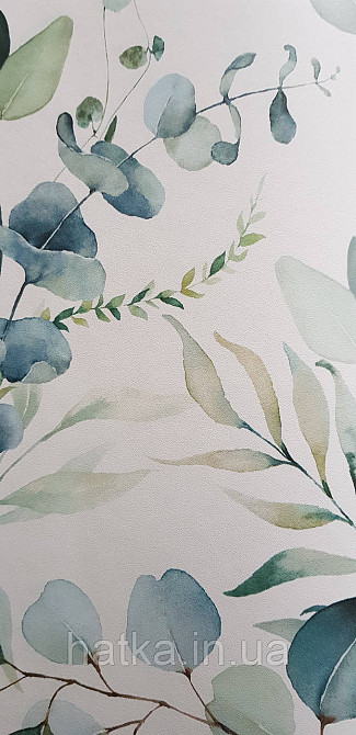 Шпалери флізелінові еко Rasch Kids World II 0.53х10 дитячі гілки листя акварель зелені блакитні на білому Київ - фото 2