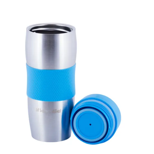 Термочашка 380мл з TPR вставкою нержавіюча сталь (салат/фіолет/блакит/черв) KAMILLE 2053R Житомир - фото 8