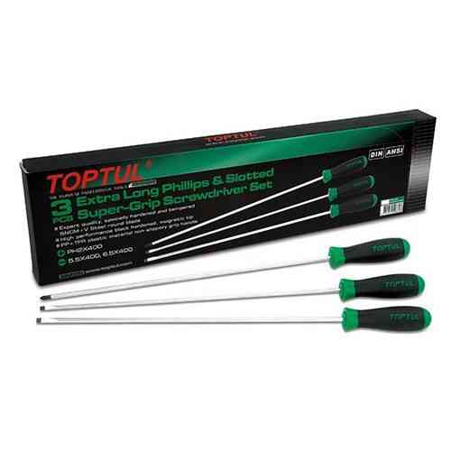 Набор отверток длинных 3ед. TOPTUL (PH1x250, PH2x250, SL5,5x400) GAAE0305 Одесса