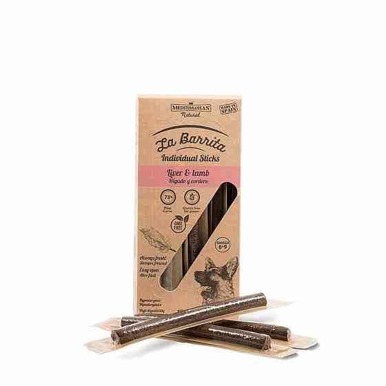 Ласощі для собак М'ясні палички Natural La Barrita з ягням і печінкою (12 шт) 150 г Вінниця