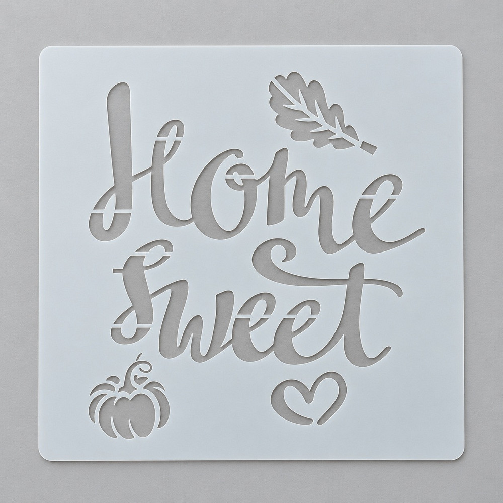 Трафарет на Хелловін з написом Home Sweet гарбузом серцем та осіннім листям для декорування торта Київ - фото 1