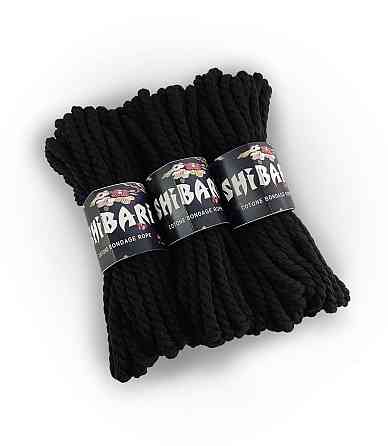Бавовняна мотузка для шібарі Feral Feelings Shibari Rope, 8 м чорна Sex Aura Київ