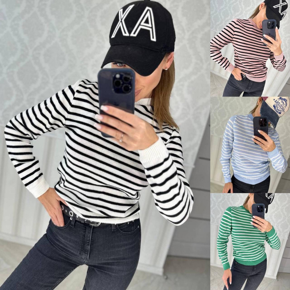 Жіночий модний в'язаний светр у смужку. 42-48р. Київ - фото 2