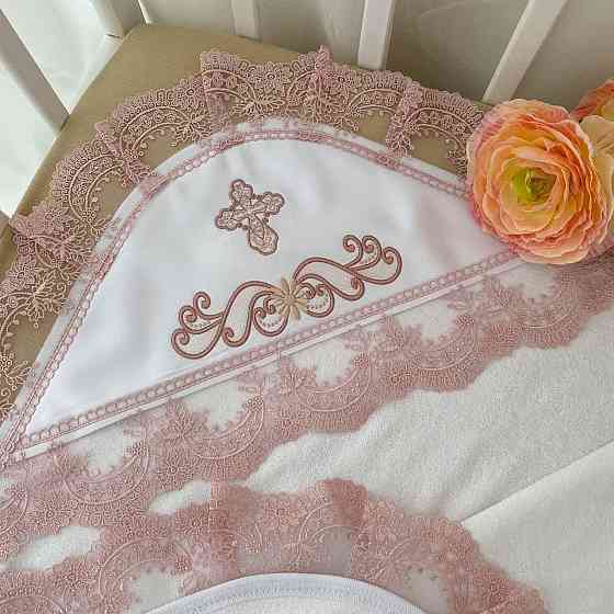 Крижма "Світлинка" махра 100*100 см Betis Білий з пудровим Кривий Ріг