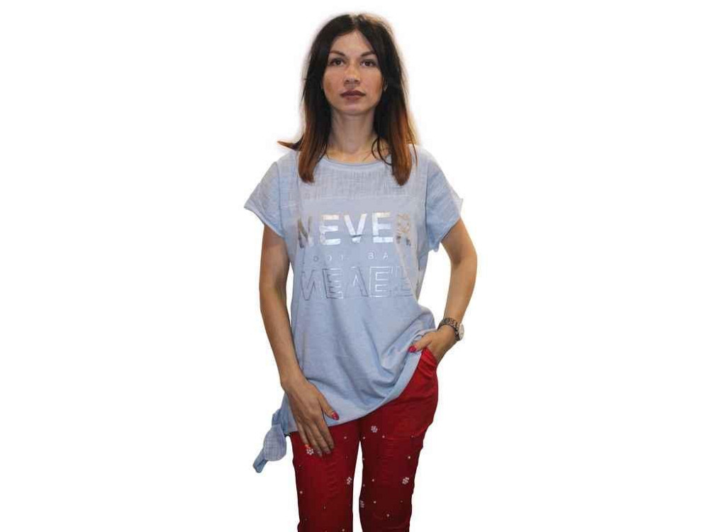 Футболка батал, натур. ткань арт.9738, голубая р.2XL, ТМ Yasili Киев - изображение 1