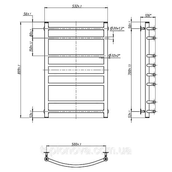 Полотенцесушитель Камелия 500х800, чёрный муар Черновцы