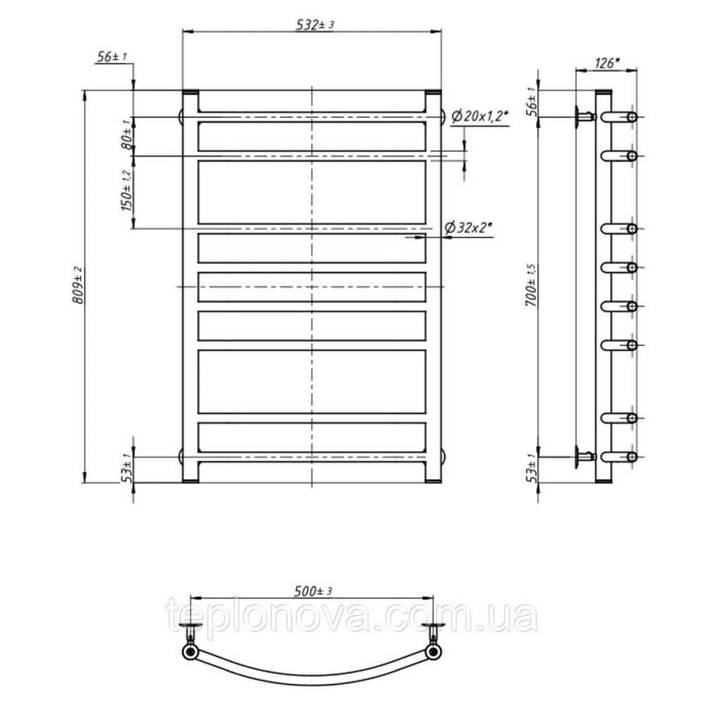 Полотенцесушитель Камелия 500х800, чёрный муар Черновцы - изображение 4