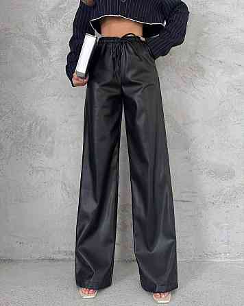 Женские трендовые теплые брюки из экокожи на флисе 48/52 Одесса