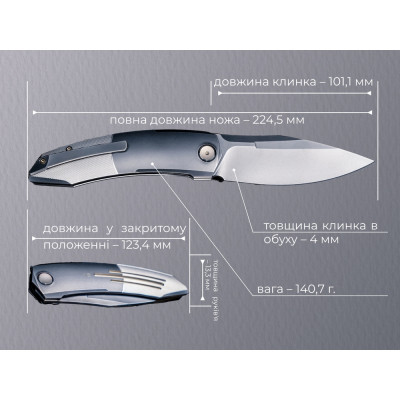 Ніж Weknife Sine Wave, Dark Titanium, Darkwash (WE23069B-3) Вінниця - фото 4