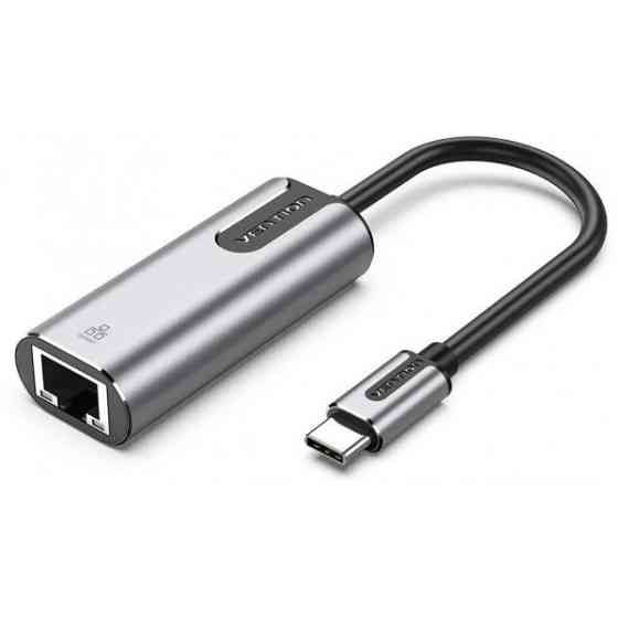 Перехідник USB3.1 Type-C --> Ethernet RJ45 1000Mb Aluminum чорний Vention (CFNHB) Киев